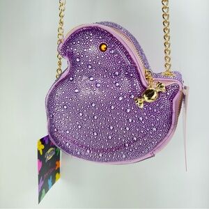 Chic Purple Bird Mini Bag with Rhinestones
